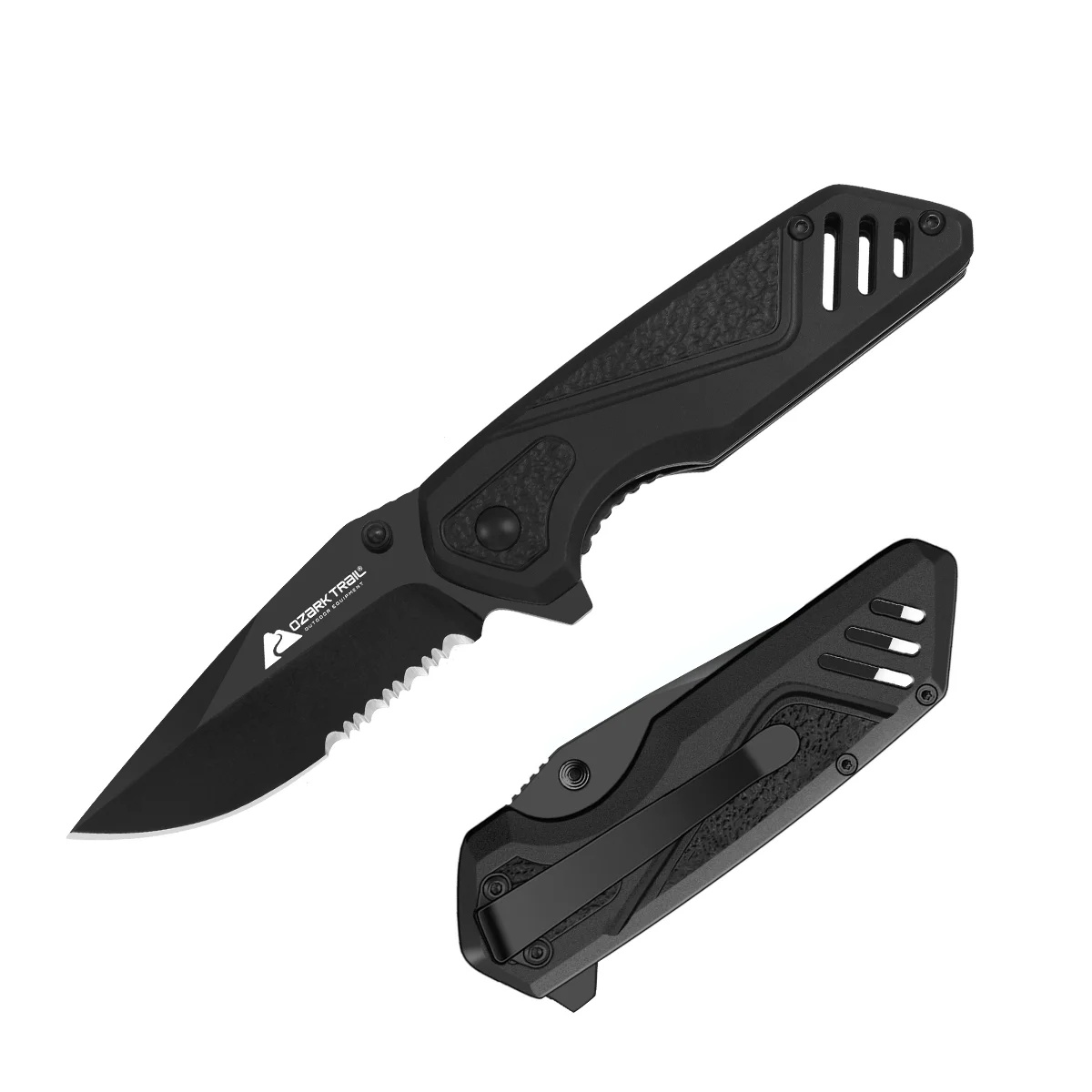 Navaja Retractil Ozark Trail de 7 Pulgadas Negra con Clip para Bolsillo
