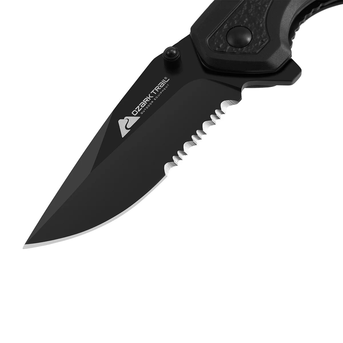 Navaja Retractil Ozark Trail de 7 Pulgadas Negra con Clip para Bolsillo