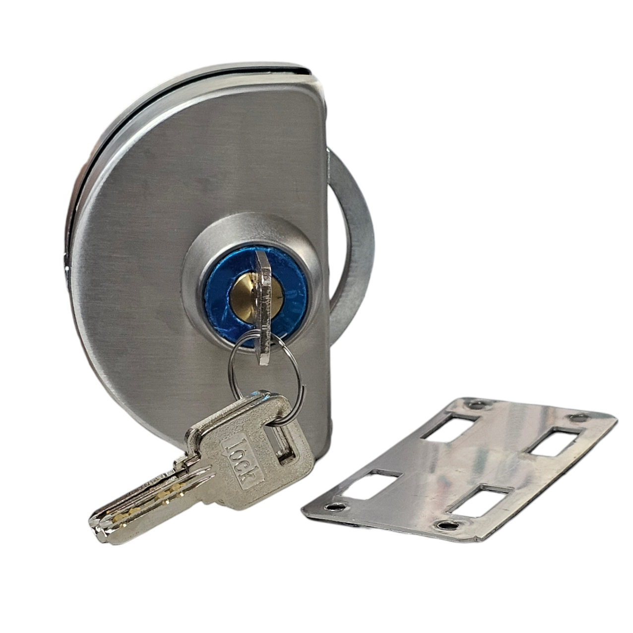 Cerradura Schlock para Puerta de Vidrio Gancho Media Luna y Recibidor - Llave Llave