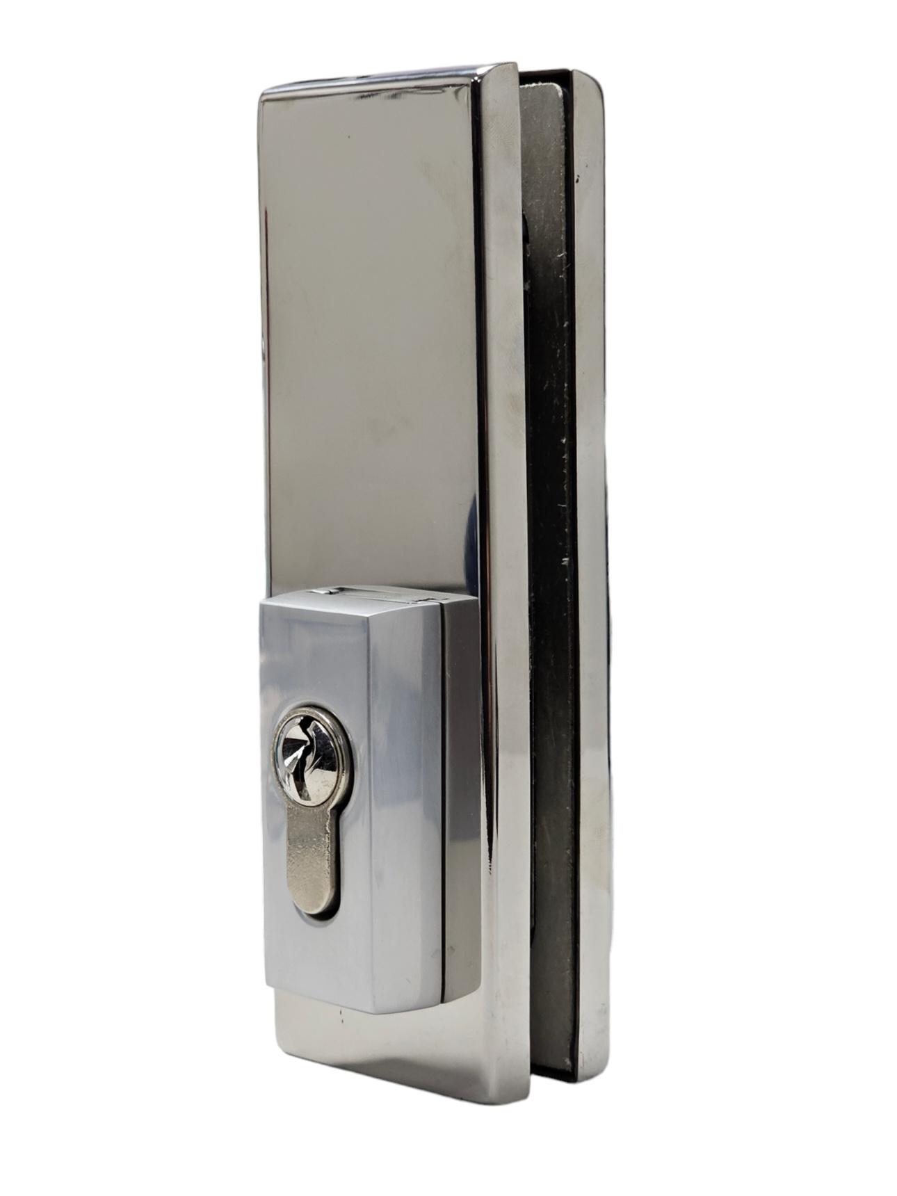 Cerradura Schlock para Puerta de Vidrio de Perfil con Protector de Cilindro