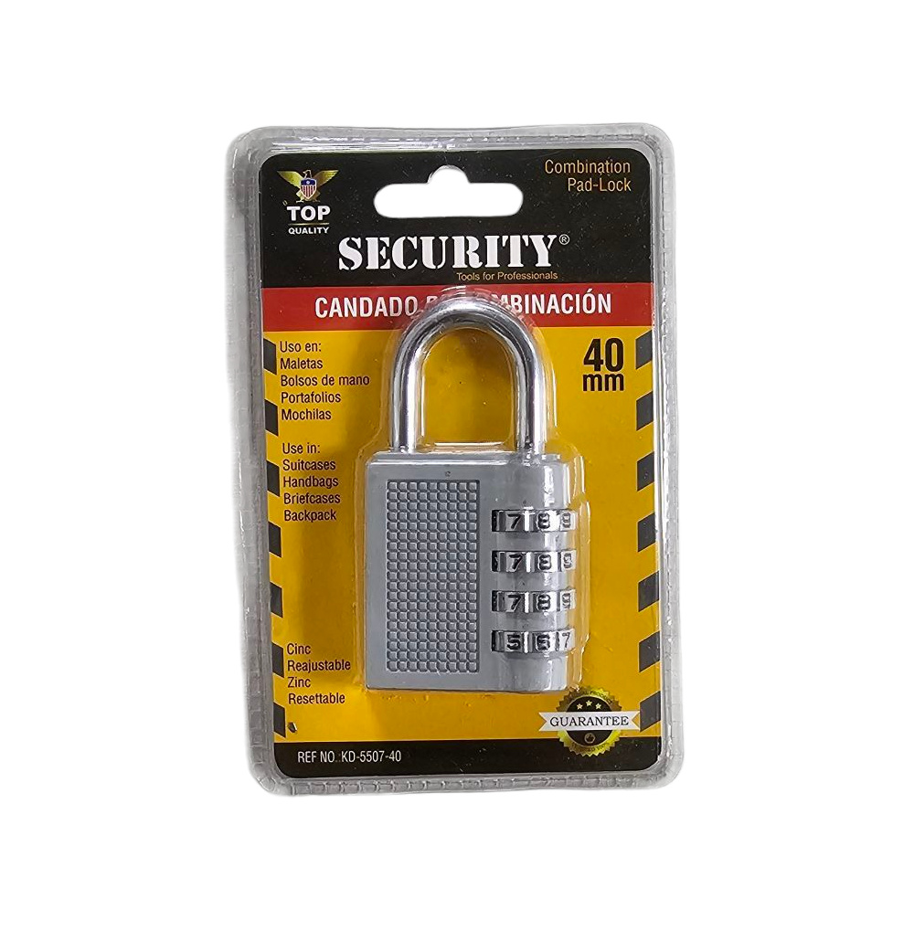 Candado Security de Combinacion 40mm Plateado