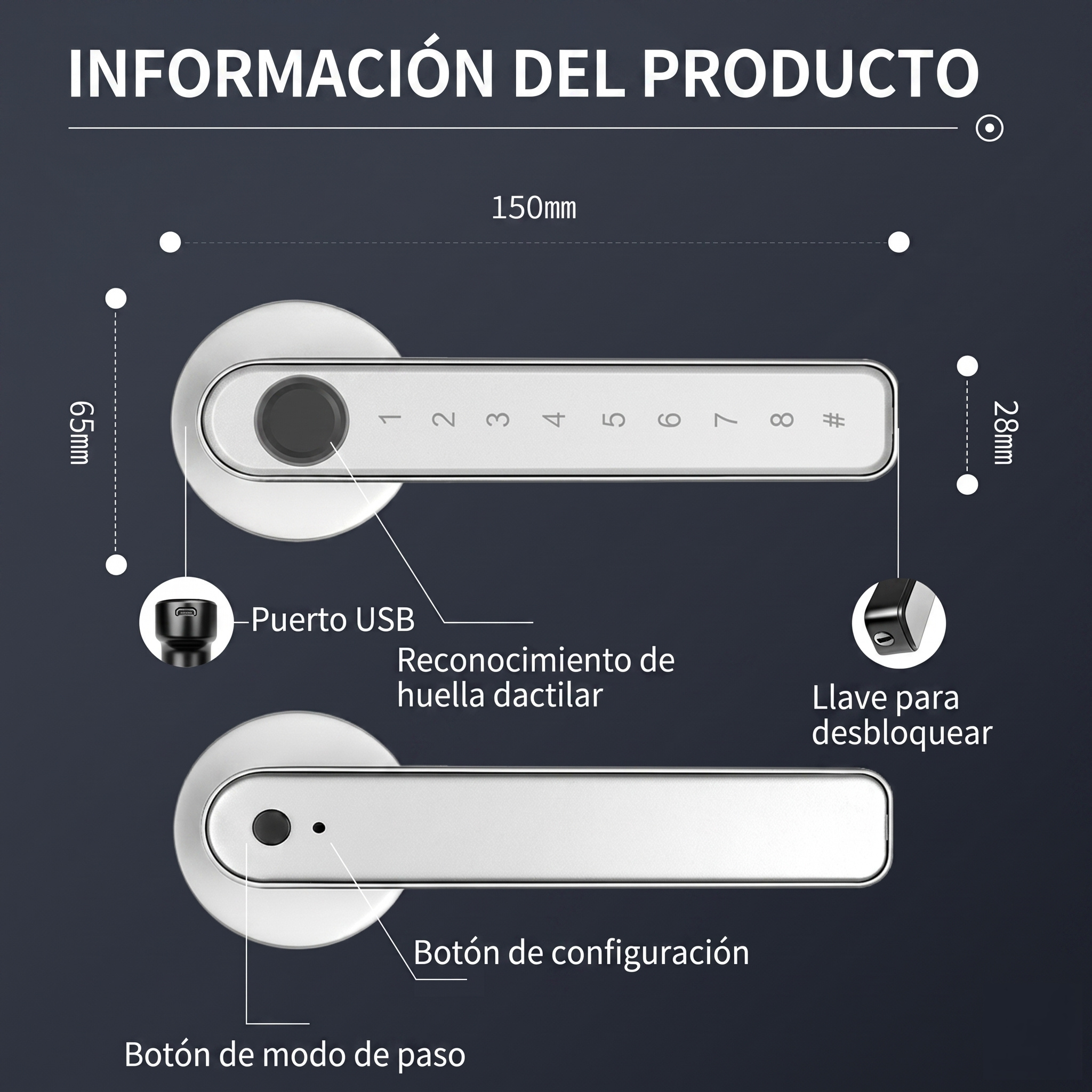 Cerradura Electronica Locstar Tipo Manilla C78-C con Huella Dactilar, Bluetooth y RFID