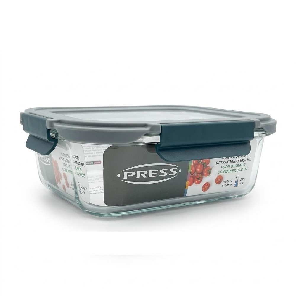 Envase Press de Vidrio Hermetico con Tapa de Vidrio 1050ml