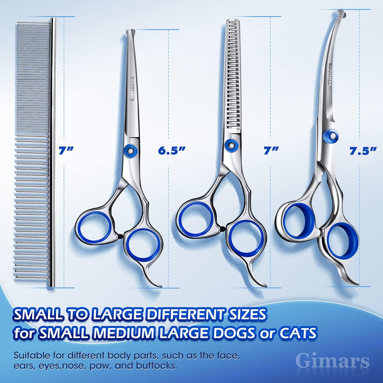Kit de Tijeras Gimars para Peluqueria Canina y Mascotas