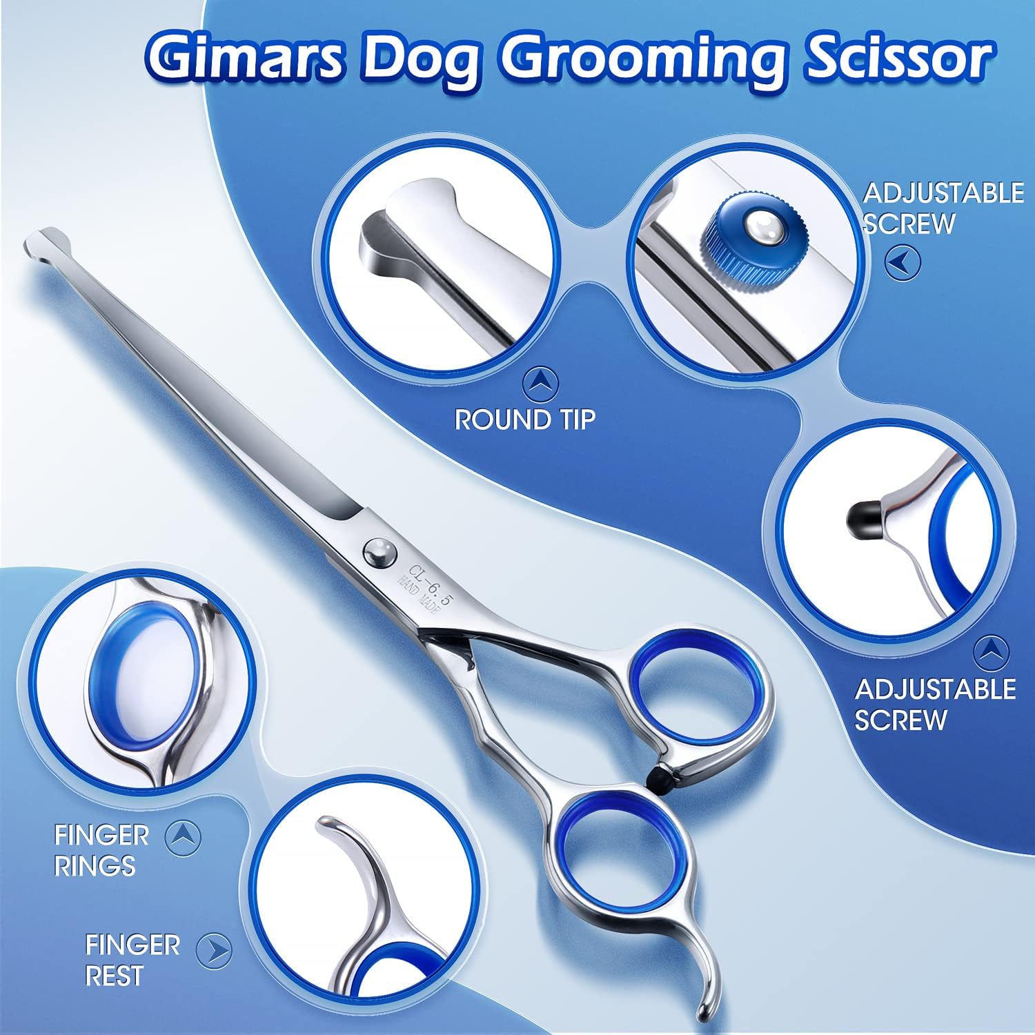Kit de Tijeras Gimars para Peluqueria Canina y Mascotas