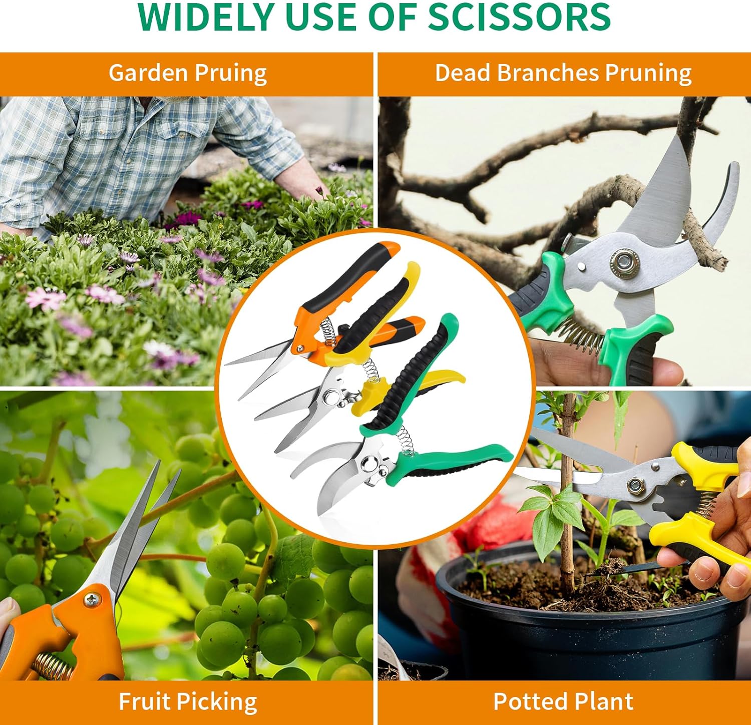 Kit de 3 Tijeras para Jardineria