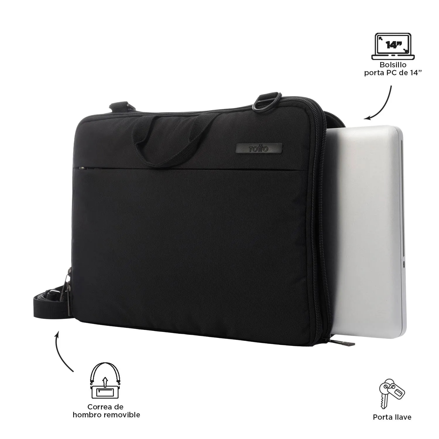 Bolso Maletin Totto Ejecutivo para Laptops y Tablets Negro