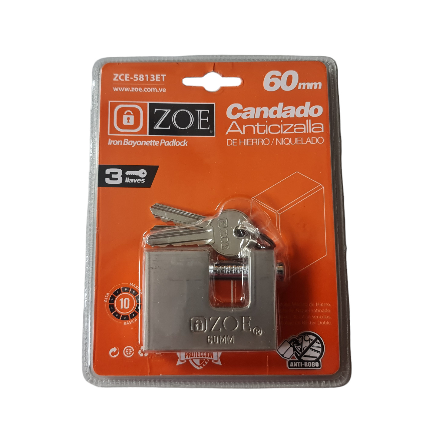 Candado Zoe Anticizalla 60mm (Hierro Niquelado)